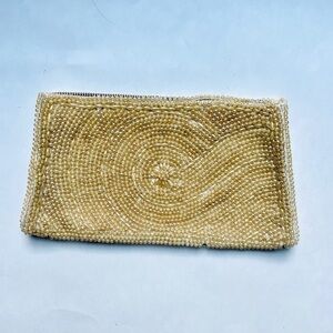Vintage David’s Import Beaded Clutch Creamy Ivory Pearls